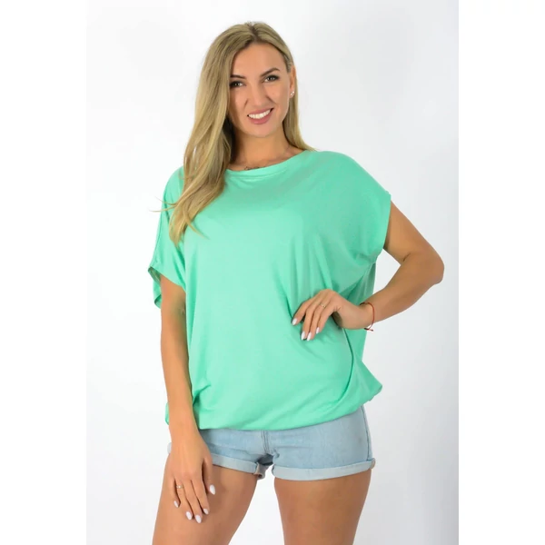 Félvállas gumis derekú világoszöld felső