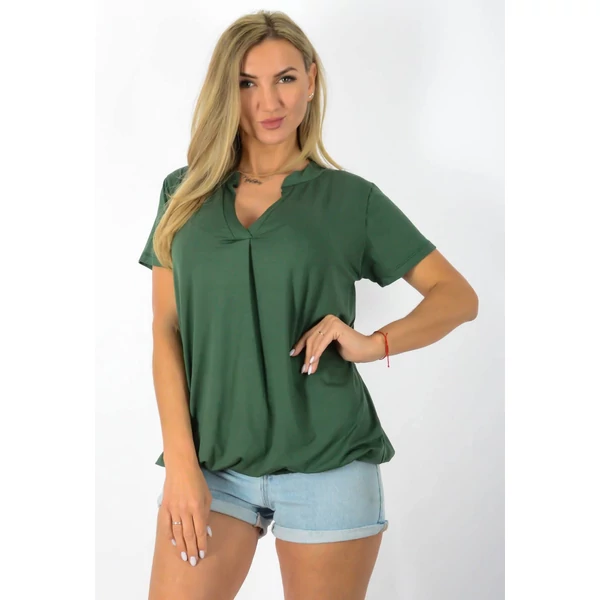 Ing nyakas alól gumis khaki színű felső