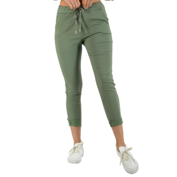 Elasztikus khakizöld nadrág