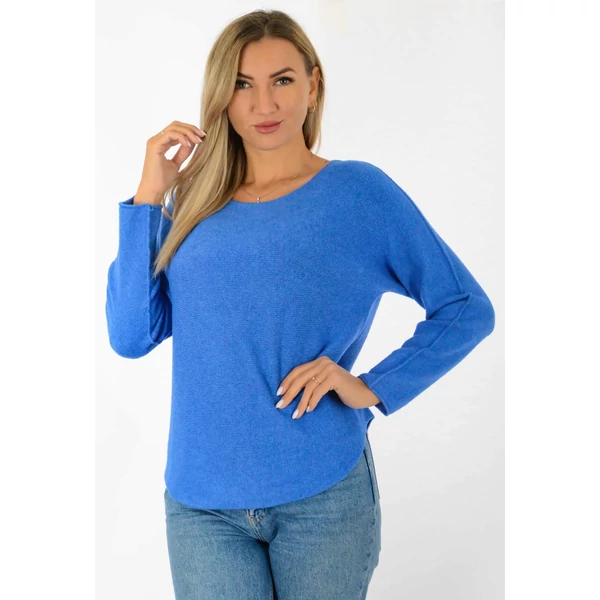 Finomkötött kereknyakú királykék felső