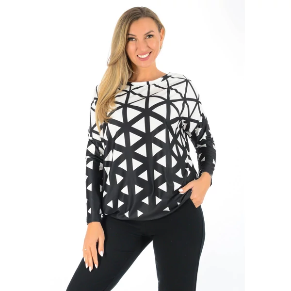 Félvállas gumis derekú mintás  felső