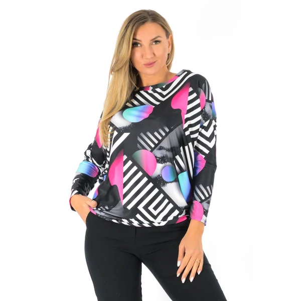 Félvállas gumis derekú mintás  felső