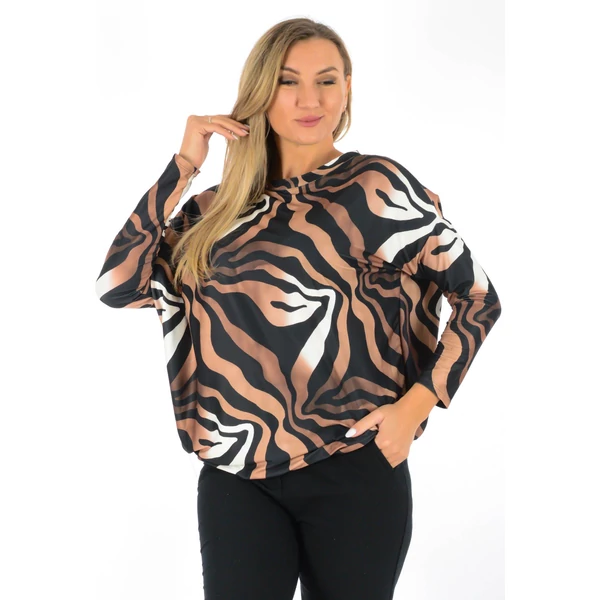 Félvállas gumis derekú mintás  felső