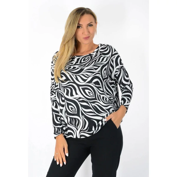 Félvállas gumis derekú mintás  felső