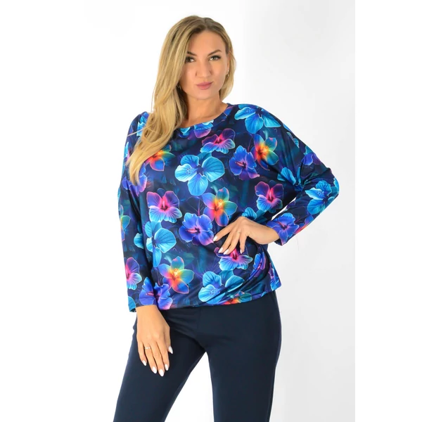 Félvállas gumis derekú mintás  felső