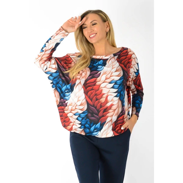 Félvállas gumis derekú mintás  felső