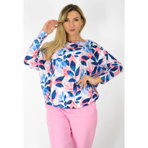 Félvállas gumis derekú mintás felső