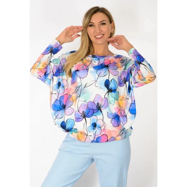 Félvállas gumis derekú mintás felső