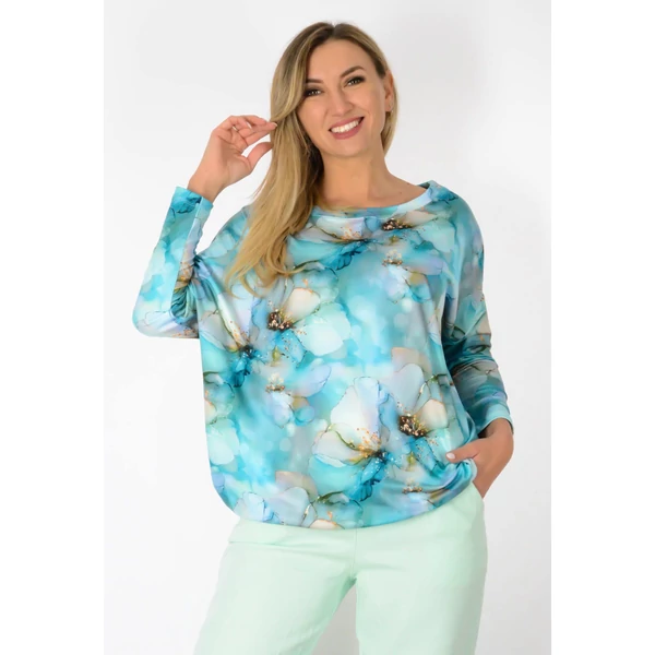 Félvállas gumis derekú mintás  felső