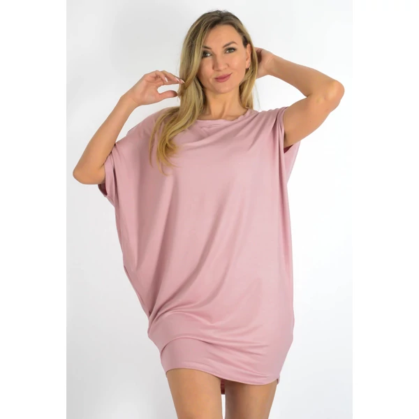 Félvállas bő fazonú mályva színű tunika