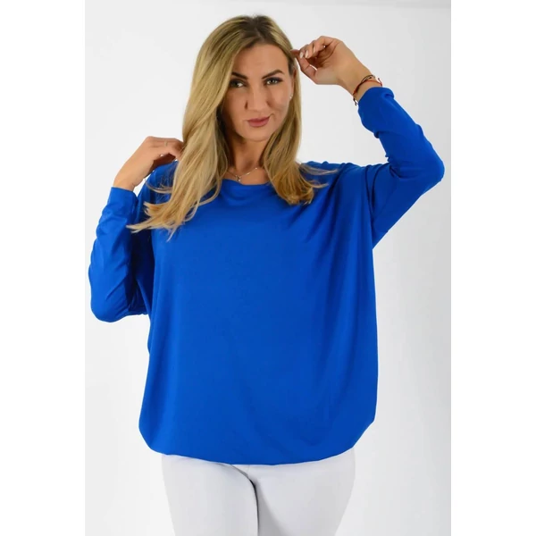Félvállas gumis derekú királykék felső