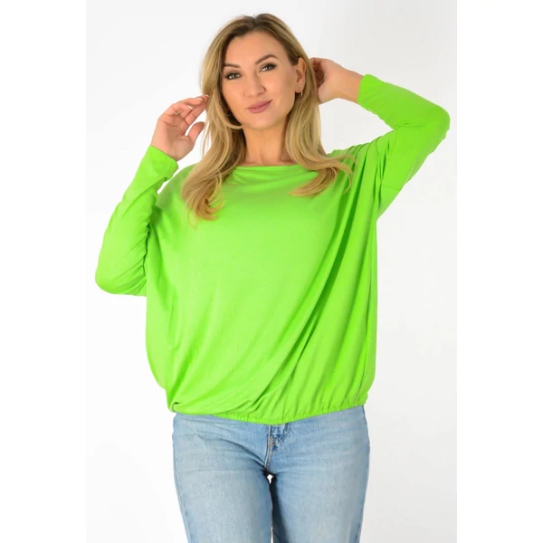 Félvállas gumis derekú kiwizőld felső