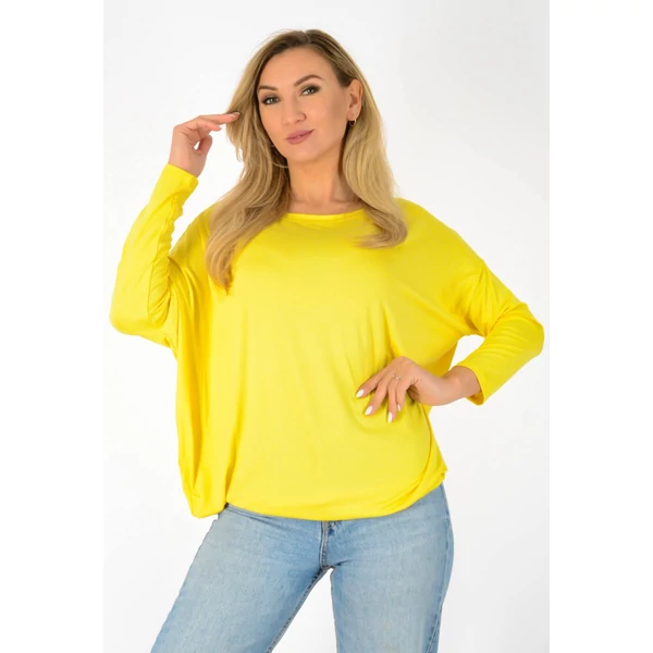 Félvállas gumis derekú citromsárga felső