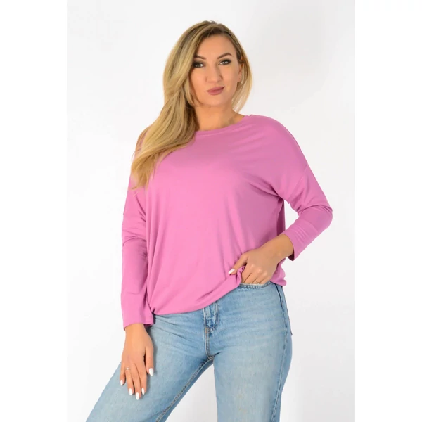 Félvállas gumis derekú babarózsaszín felső