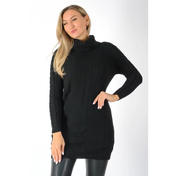 Fekete garbos kötött  tunika/ruha