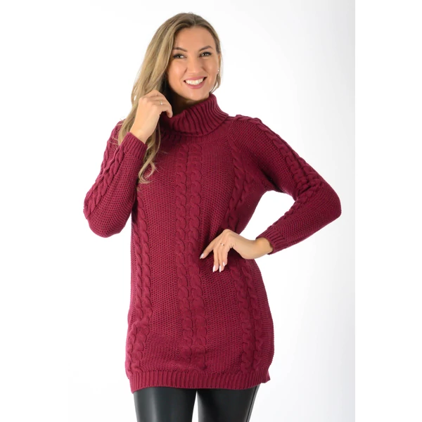 Bordó, garbos kötött  tunika/ruha