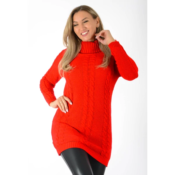 Piros garbos kötött  tunika/ruha