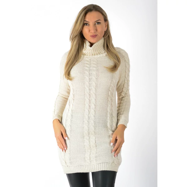 Bézs garbos kötött  tunika/ruha