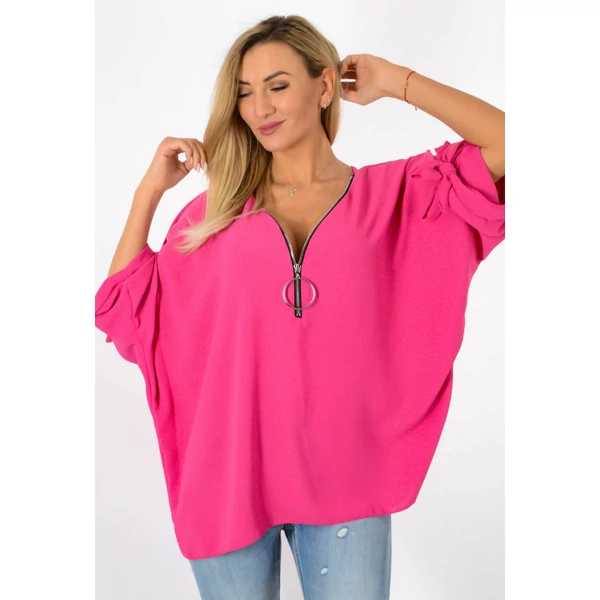 Lia megkötős ujjú  bő pink felső