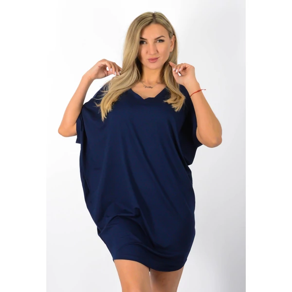 V nyakas bő fazonú sötétkék tunika