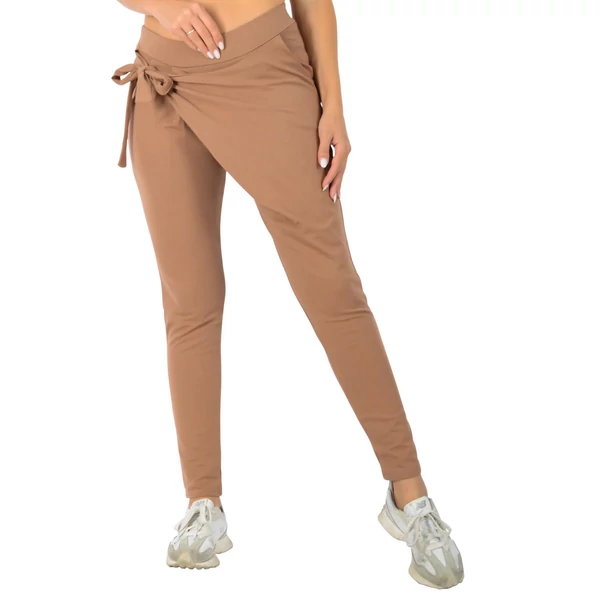 Barna átlapolt  pamut nadrág