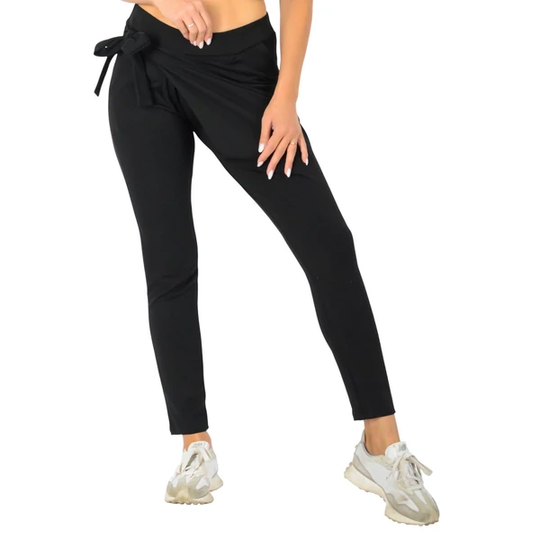  Fekete átlapolt  pamut nadrág