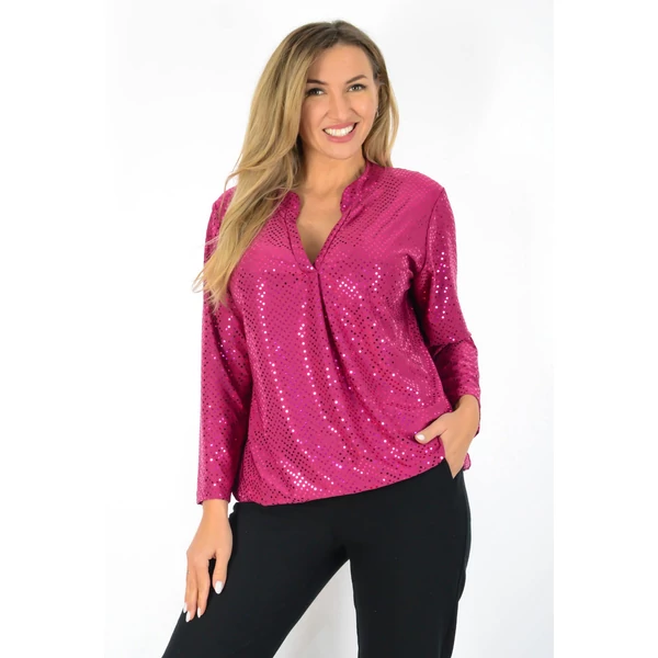 Tükörkonfettis, gumis derekú lila ingfelső