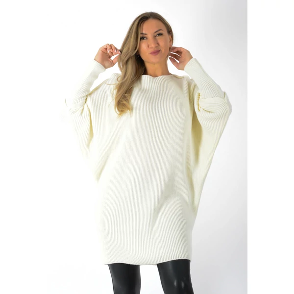 Denevér ujjas tötfehér kötött tunika/ruha