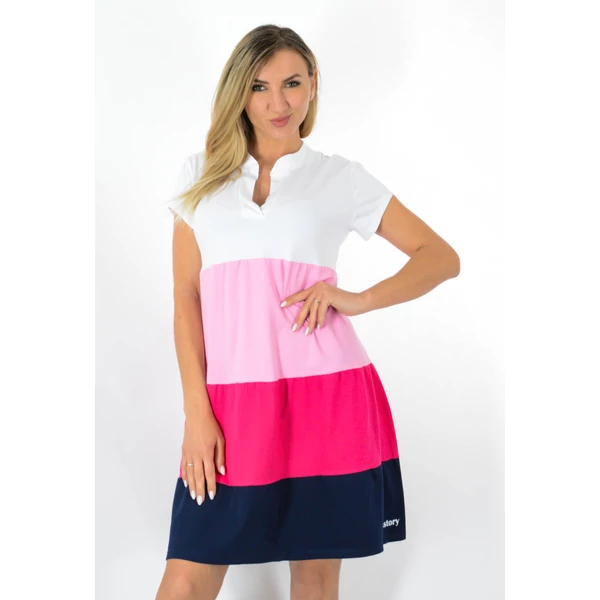 Ingnyakas A vonalas(fehér-rózsaszín-pink-kék) 4 színű ruha