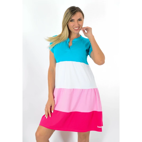 Ingnyakas A vonalas(kék-fehér-rózsa-pink) 4 színű ruha