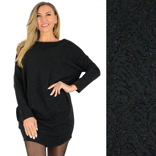 Félvállas bő fazonú fekete tunika