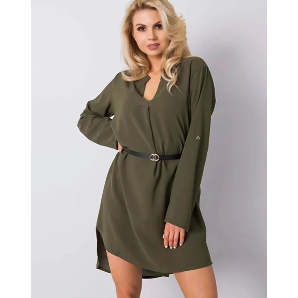 Claudia khakizöld muszlin ing ruha/tunika