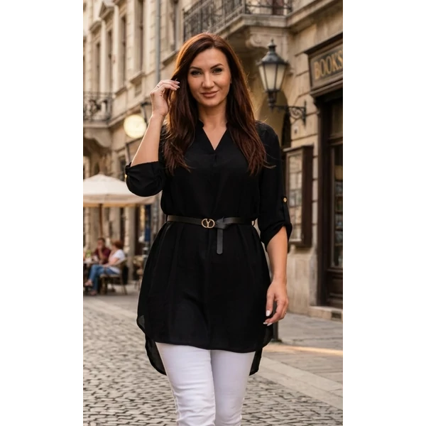 Claudia fekete muszlin ing ruha/tunika