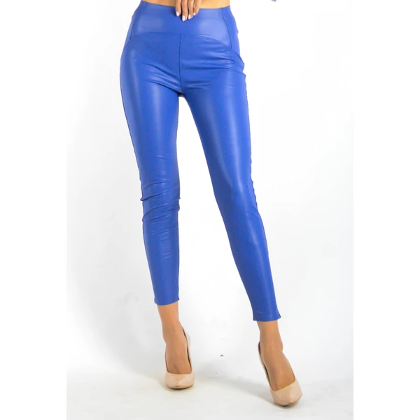  Alakformáló, bőrhatású, királykék leggings