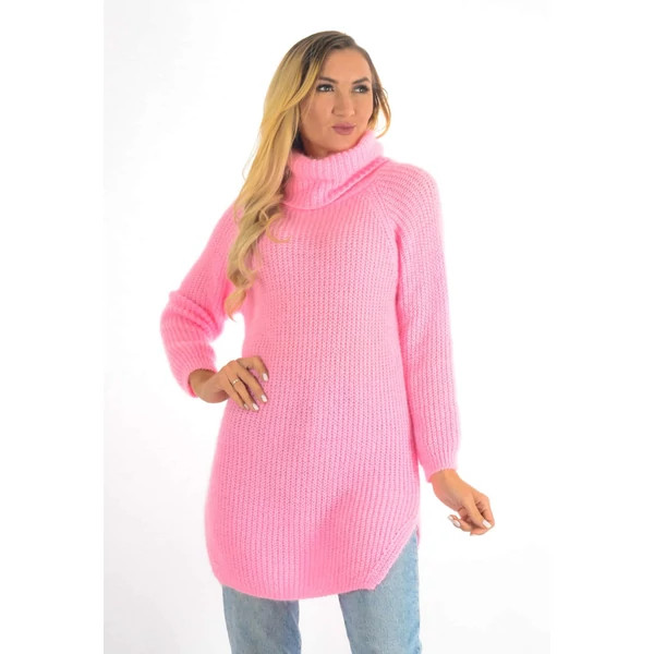 Csillámos anyagú, puha, meleg, kötött rózsaszín tunika