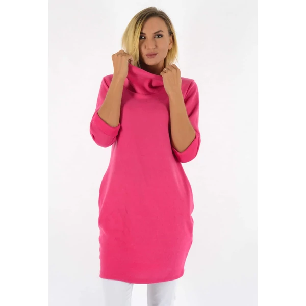 Pihe puha kámzsás nyakú pink ruha/tunika