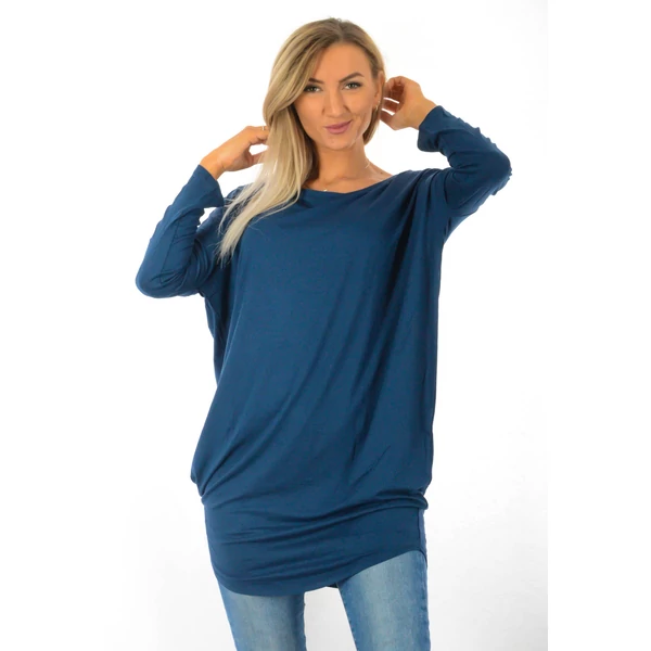 Félvállas bő fazonú indigókék tunika