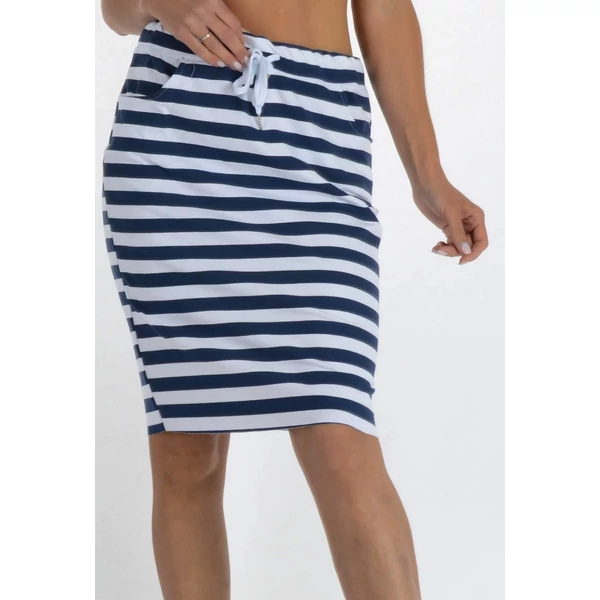 Vastag csíkos midi hosszúságú pamut szoknya