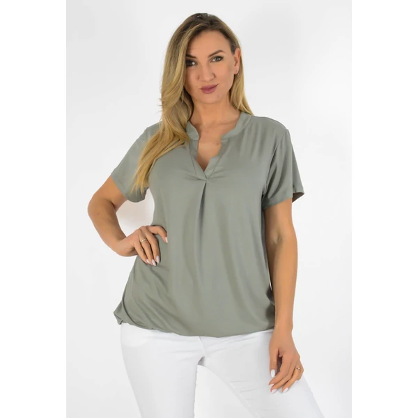 Ing nyakas alól gumis khakizöld felső