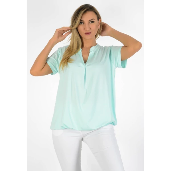 Ing nyakas alól gumis világoszöld felső