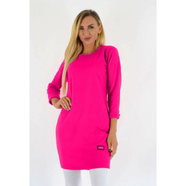 Plüss-polár hatású   pink ruha/tunika
