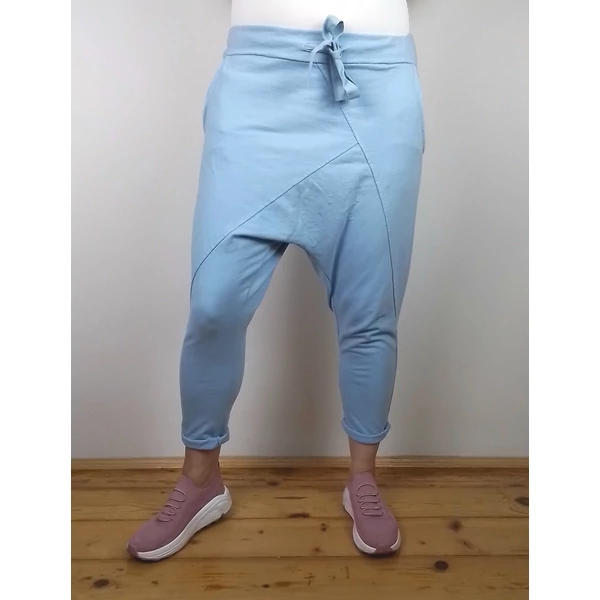 Ülepes  pamut világoskék nadrág