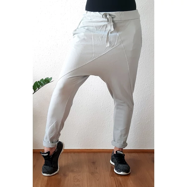 Ülepes  pamut szürke nadrág