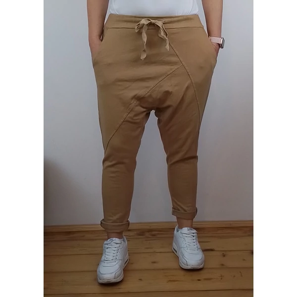 Ülepes  pamut mogyoróbarna nadrág