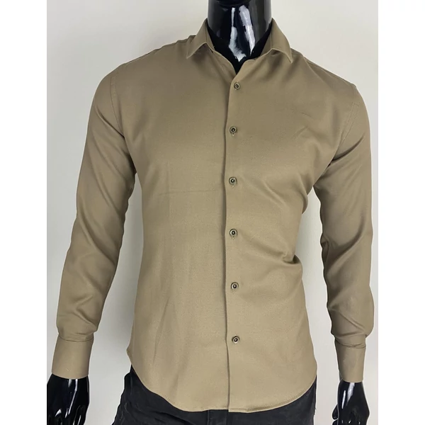 Barna slim fitt elegáns ing