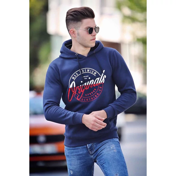 Originals nyomatos sötétkék púlóver