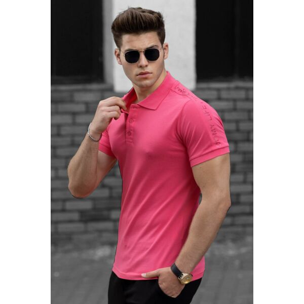 Rózsaszínű galléros póló