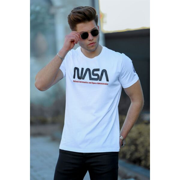 NASA feliratos fehér férfi póló