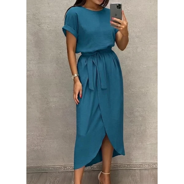 Rebeka petrolkék muszlin ruha