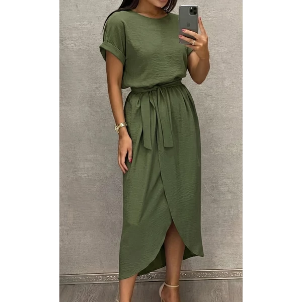 Rebeka khakizöld muszlin ruha